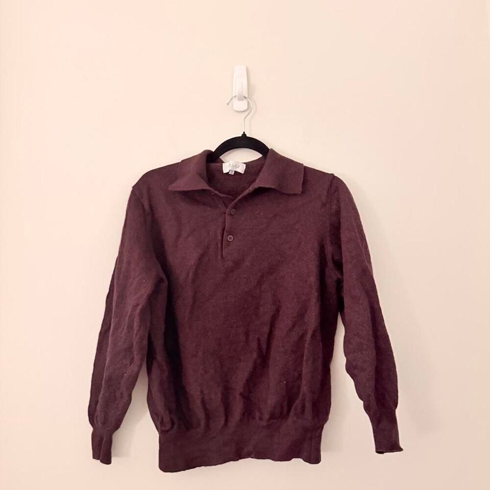 Vintage Valda Collection Burgundy Polo Knit Sweater XXL — Y2K Retro Dark Academi